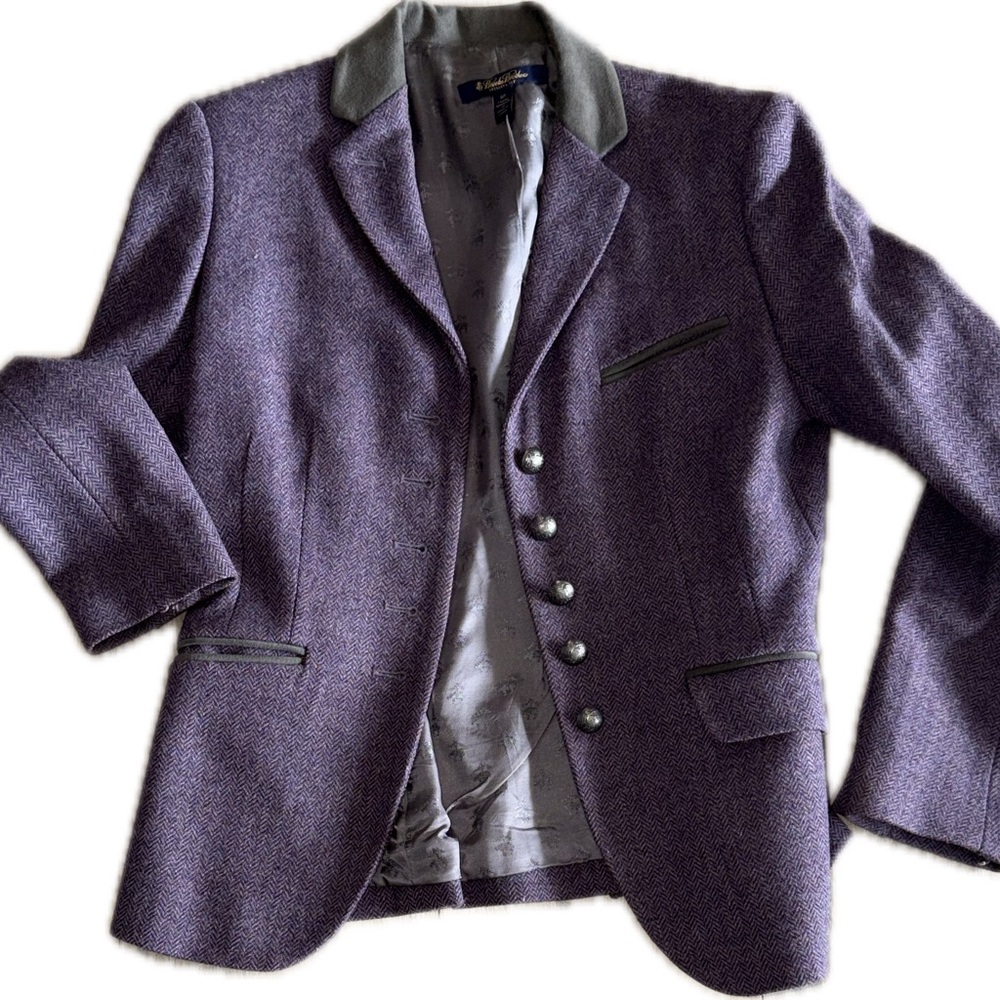 Wool. Chic. Brooks Brothers Purple Blazer w/ grey collar